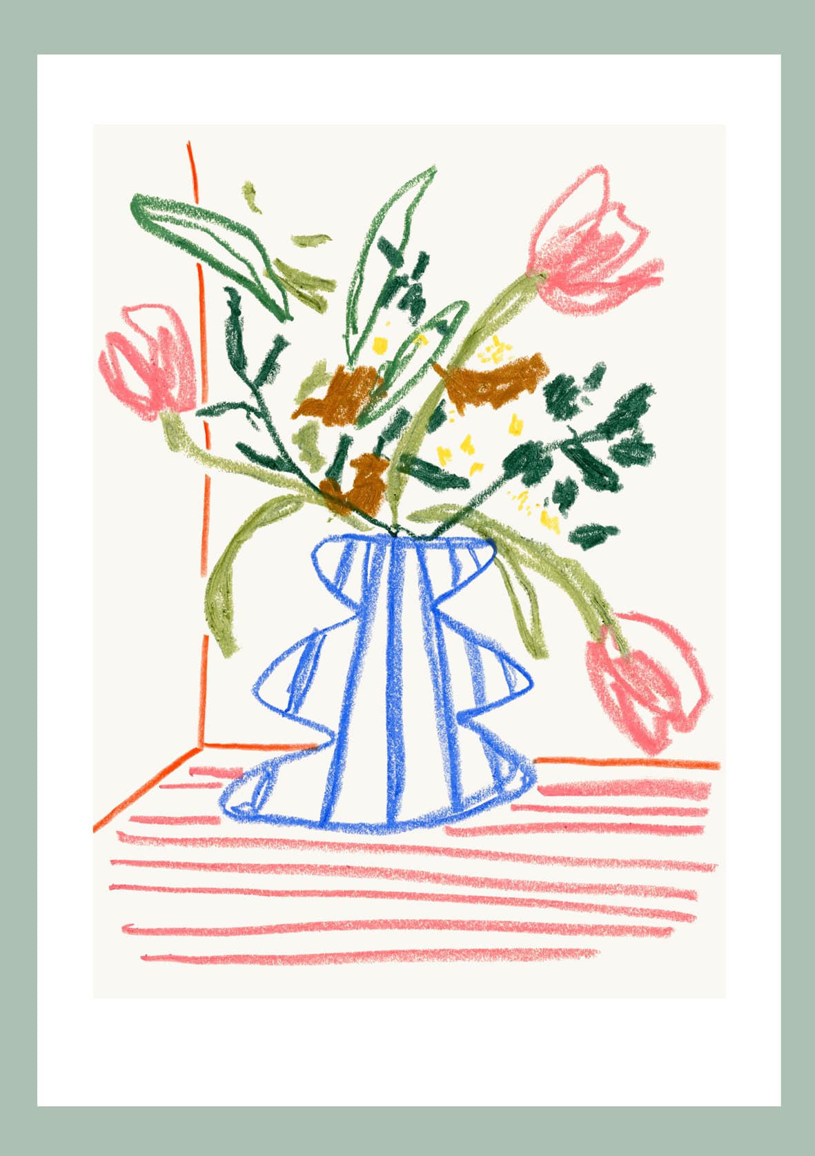 Stripey Vase I abstract art print