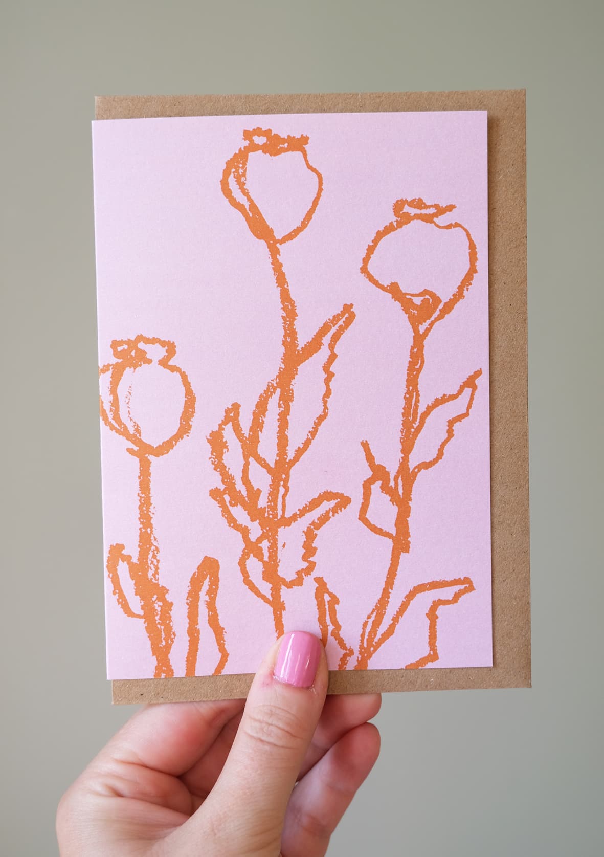 Wobbly Poppies Ochre abstract art print